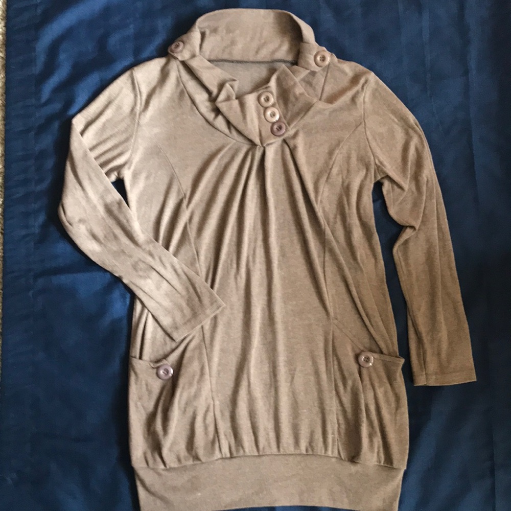 Large button cowl neck sweater dress medium